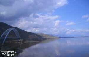 A view of the water from across the lake.